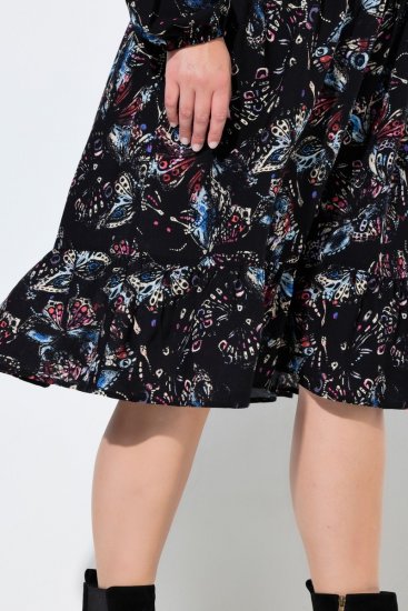 Ulla Popken 845287 Abito midi fantasia Nero - Vestiti midi - Abiti midi taglie comode