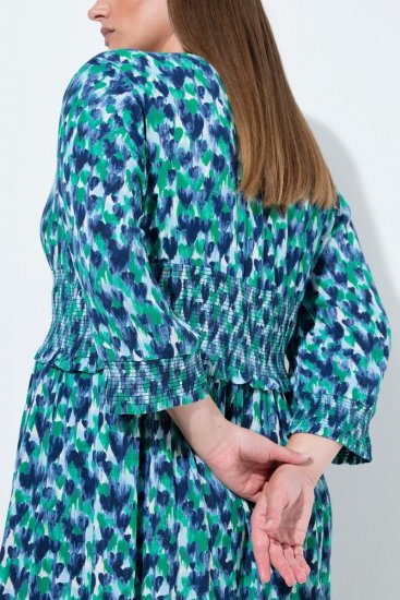 Ulla Popken 845360 Abito midi fantasia Azzurro - Vestiti midi - Abiti midi taglie comode