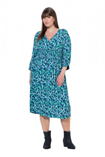 Ulla Popken 845360 Abito midi fantasia Azzurro - Vestiti midi - Abiti midi taglie comode