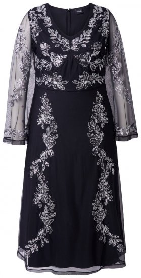 Ulla Popken 845366 Abito da sera con scollo a V Nero - Abiti da sera - Abiti da sera taglie forti