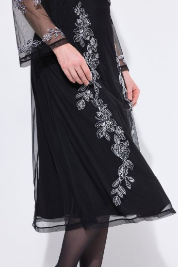 Ulla Popken 845366 Abito da sera con scollo a V Nero - Abiti da sera - Abiti da sera taglie forti