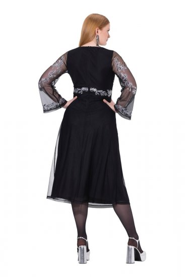 Ulla Popken 845366 Abito da sera con scollo a V Nero - Abiti da sera - Abiti da sera taglie forti