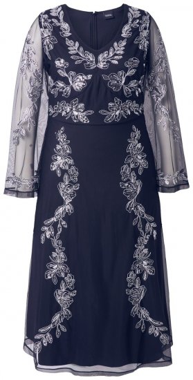 Ulla Popken 845366 Abito di paillettes a fiori Blu scuro - Abiti da sera - Abiti da sera taglie forti