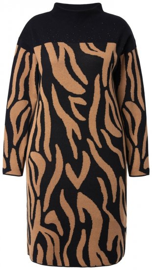 Ulla Popken 845378 Abito in maglia animalier Beige - Abiti da sera - Abiti da sera taglie forti