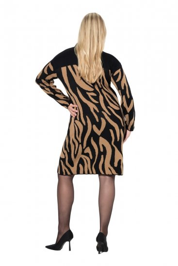 Ulla Popken 845378 Abito in maglia animalier Beige - Abiti da sera - Abiti da sera taglie forti