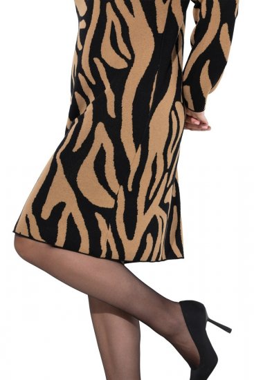 Ulla Popken 845378 Abito in maglia animalier Beige - Abiti da sera - Abiti da sera taglie forti