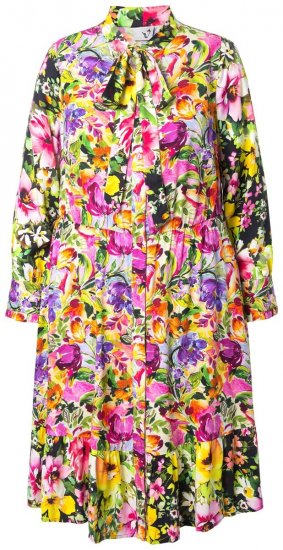 Ulla Popken 845512 Abito chemisier a fiori Rosso bacca - Vestiti midi - Abiti midi taglie comode