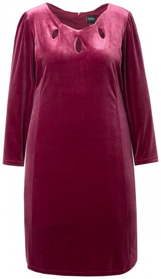Ulla Popken 845573 Abito di velluto a maniche lunghe Bordeaux - Abiti da sera - Abiti da sera taglie forti