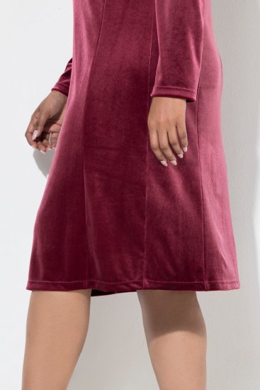 Ulla Popken 845573 Abito di velluto a maniche lunghe Bordeaux - Abiti da sera - Abiti da sera taglie forti