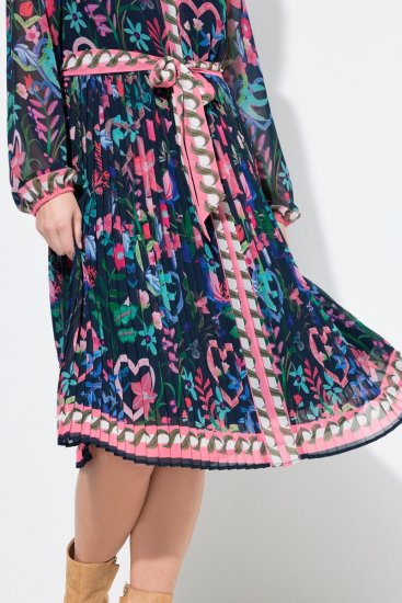 Ulla Popken 845649 Abito in chiffon a fiori Blu scuro - Vestiti midi - Abiti midi taglie comode