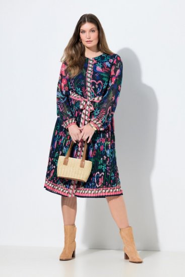 Ulla Popken 845649 Abito in chiffon a fiori Blu scuro - Vestiti midi - Abiti midi taglie comode