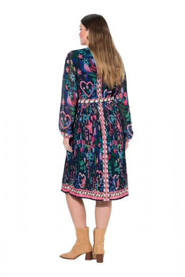 Ulla Popken 845649 Abito in chiffon a fiori Blu scuro - Vestiti midi - Abiti midi taglie comode