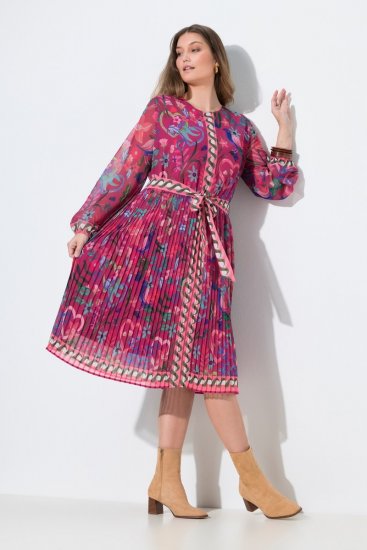 Ulla Popken 845649 Abito midi a maniche lunghe Rosso bacca - Vestiti midi - Abiti midi taglie comode