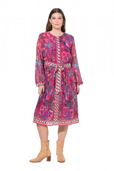 Ulla Popken 845649 Abito midi a maniche lunghe Rosso bacca - Vestiti midi - Abiti midi taglie comode