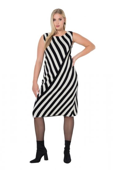 Ulla Popken 845784 Abito in maglia a righe Nero - Abiti estivi - Abiti estivi taglie forti