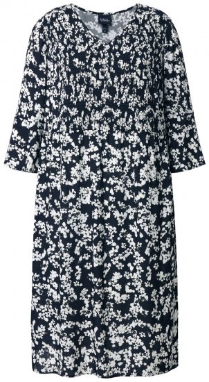 Ulla Popken 845825 Abito midi a fiori con maniche a 3/4 Nero - Vestiti midi - Abiti midi taglie comode