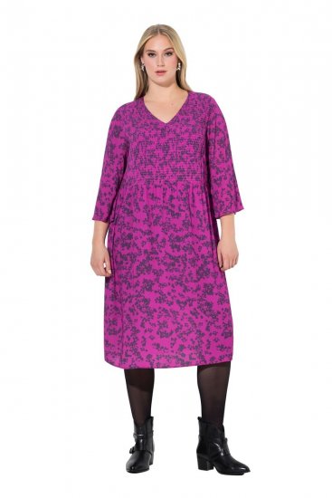 Ulla Popken 845825 Abito midi a fiori con scollo a V Lilla - Vestiti midi - Abiti midi taglie comode