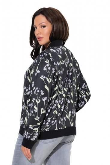 Ulla Popken 845841 Giacca reversibile a fiori con collo college Nero - Giacche - Giacche taglie forti da donna