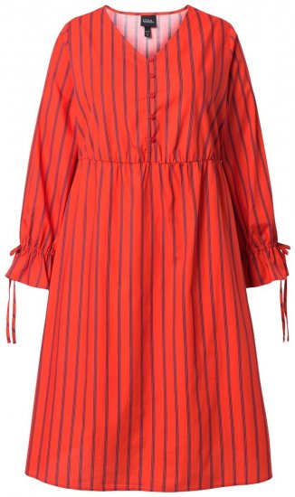 Ulla Popken 845863 Abito midi a righe con cintura da annodare Corallo - Vestiti midi - Abiti midi taglie comode