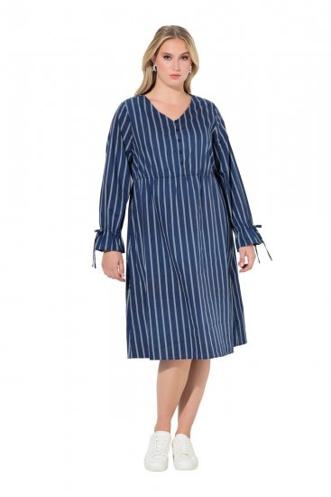 Ulla Popken 845863 Abito a righe con scollo a V Blu scuro - Abiti - Vestiti per tutte le taglie