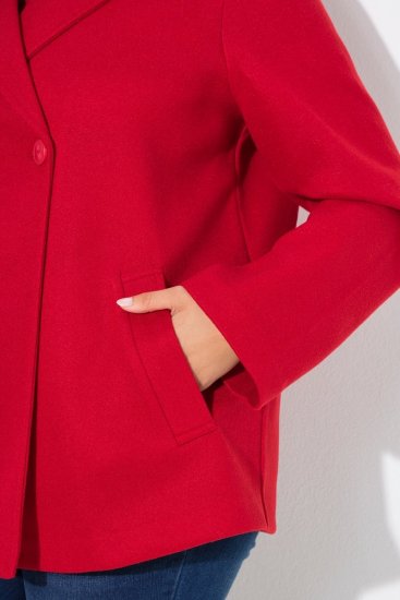 Ulla Popken 846021 Cappotto in pile Rosso - Cappotti - Cappotti taglie forti da donna