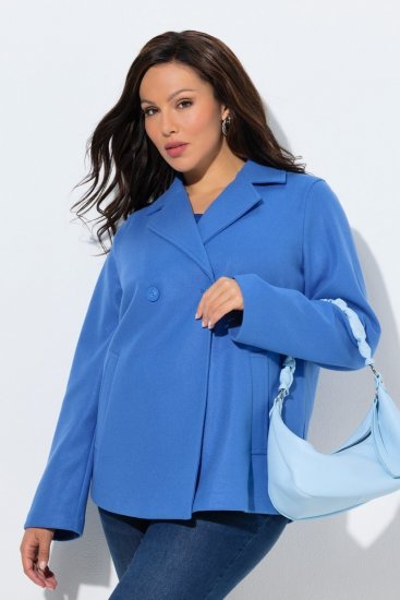 Ulla Popken 846021 Cappotto in pile Blu - Cappotti - Cappotti taglie forti da donna