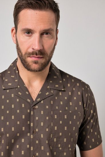 JP1880 Boxy Cuba Short Sleeve Shirt Brown - Camicie - Camicie Taglie Forti Uomo
