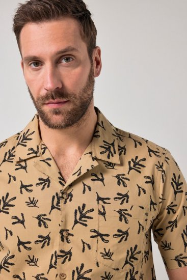 JP1880 Boxy Cuba Short Sleeve Shirt Camel - Camicie - Camicie Taglie Forti Uomo
