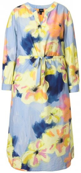 Ulla Popken 846330 Abito lungo a fiori Azzurro - Vestiti maxi - Abiti maxi taglie forti