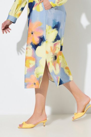 Ulla Popken 846330 Abito lungo a fiori Azzurro - Vestiti maxi - Abiti maxi taglie forti