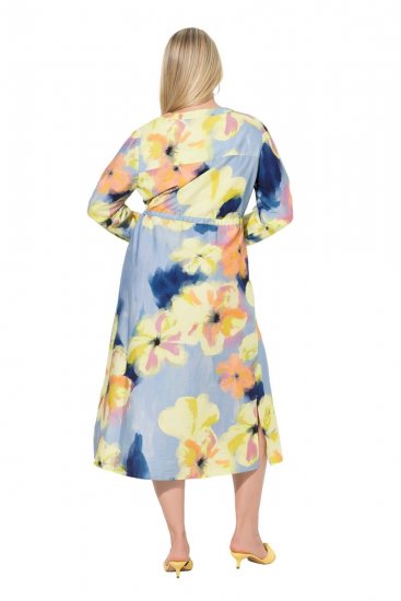 Ulla Popken 846330 Abito lungo a fiori Azzurro - Vestiti maxi - Abiti maxi taglie forti