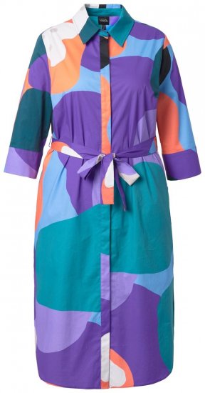 Ulla Popken 846351 Abito chemisier fantasia Lilla - Vestiti midi - Abiti midi taglie comode
