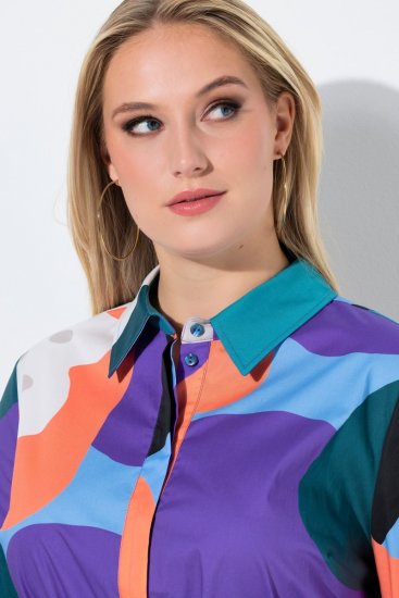 Ulla Popken 846351 Abito chemisier fantasia Lilla - Vestiti midi - Abiti midi taglie comode