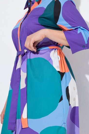Ulla Popken 846351 Abito chemisier fantasia Lilla - Vestiti midi - Abiti midi taglie comode