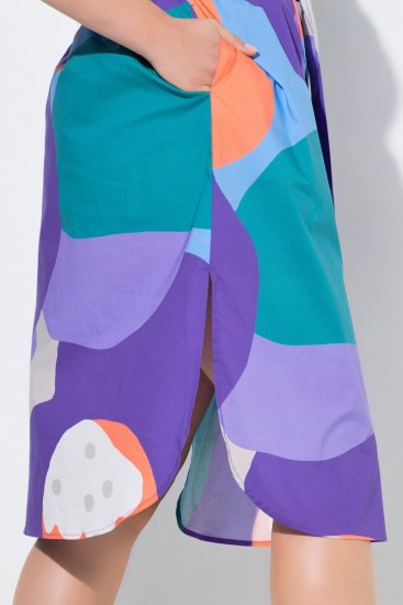 Ulla Popken 846351 Abito chemisier fantasia Lilla - Vestiti midi - Abiti midi taglie comode