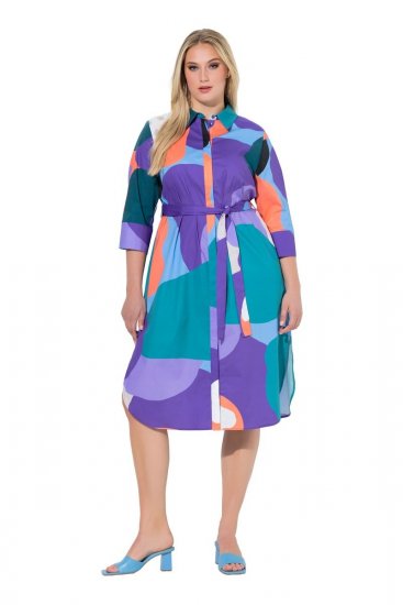 Ulla Popken 846351 Abito chemisier fantasia Lilla - Vestiti midi - Abiti midi taglie comode
