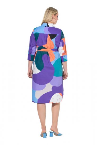Ulla Popken 846351 Abito chemisier fantasia Lilla - Vestiti midi - Abiti midi taglie comode