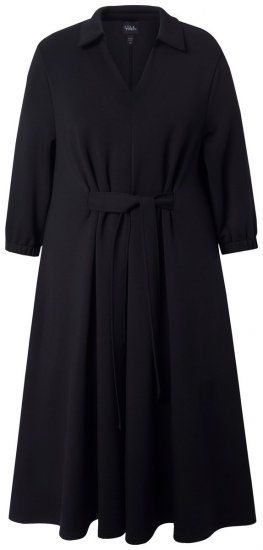 Ulla Popken 846373 Abito midi con cintura da annodare Nero - Vestiti midi - Abiti midi taglie comode