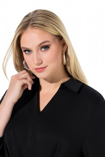 Ulla Popken 846373 Abito midi con cintura da annodare Nero - Vestiti midi - Abiti midi taglie comode