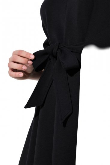 Ulla Popken 846373 Abito midi con cintura da annodare Nero - Vestiti midi - Abiti midi taglie comode