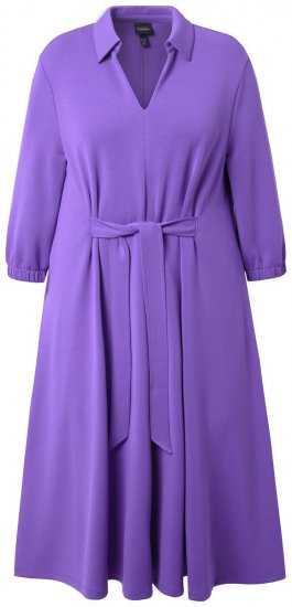 Ulla Popken 846373 Abito in felpa svasato con maniche a 3/4 Lilla - Abiti - Vestiti per tutte le taglie