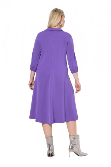Ulla Popken 846373 Abito in felpa svasato con maniche a 3/4 Lilla - Abiti - Vestiti per tutte le taglie