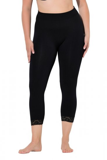 Ulla Popken 846491 Collant senza piede 3/4 con pizzo Nero - Collant & calzini - 