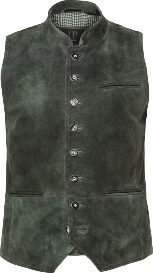 JP1880 846808 Gilet in pelle scamosciata di capra Oliva scuro - Trachten & Oktoberfest - Costumi Oktoberfest taglie forti (Trachten)