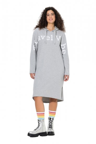 Ulla Popken 846886 Abito in felpa con cappuccio Grigio melange - Abiti in felpa - 