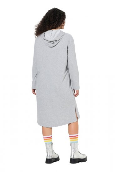 Ulla Popken 846886 Abito in felpa con cappuccio Grigio melange - Abiti in felpa - 