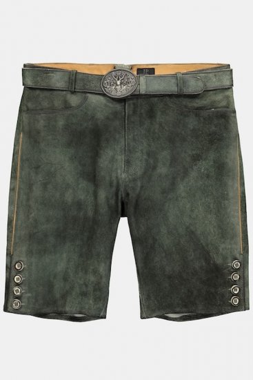 JP1880 846895 Bermuda in pelle scamosciata di capra Oliva scuro - Shorts - Pantaloncini Uomo Taglie Forti