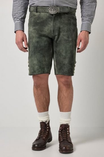 JP1880 846895 Bermuda in pelle scamosciata di capra Oliva scuro - Shorts - Pantaloncini Uomo Taglie Forti