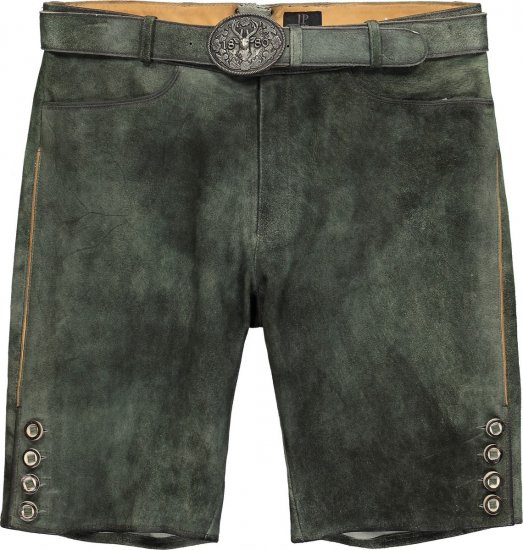 JP1880 846895 Bermuda in pelle scamosciata di capra Oliva scuro - Shorts - Pantaloncini Uomo Taglie Forti