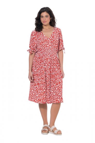 Ulla Popken 846912 Abito midi fantasia Corallo - Vestiti midi - Abiti midi taglie comode